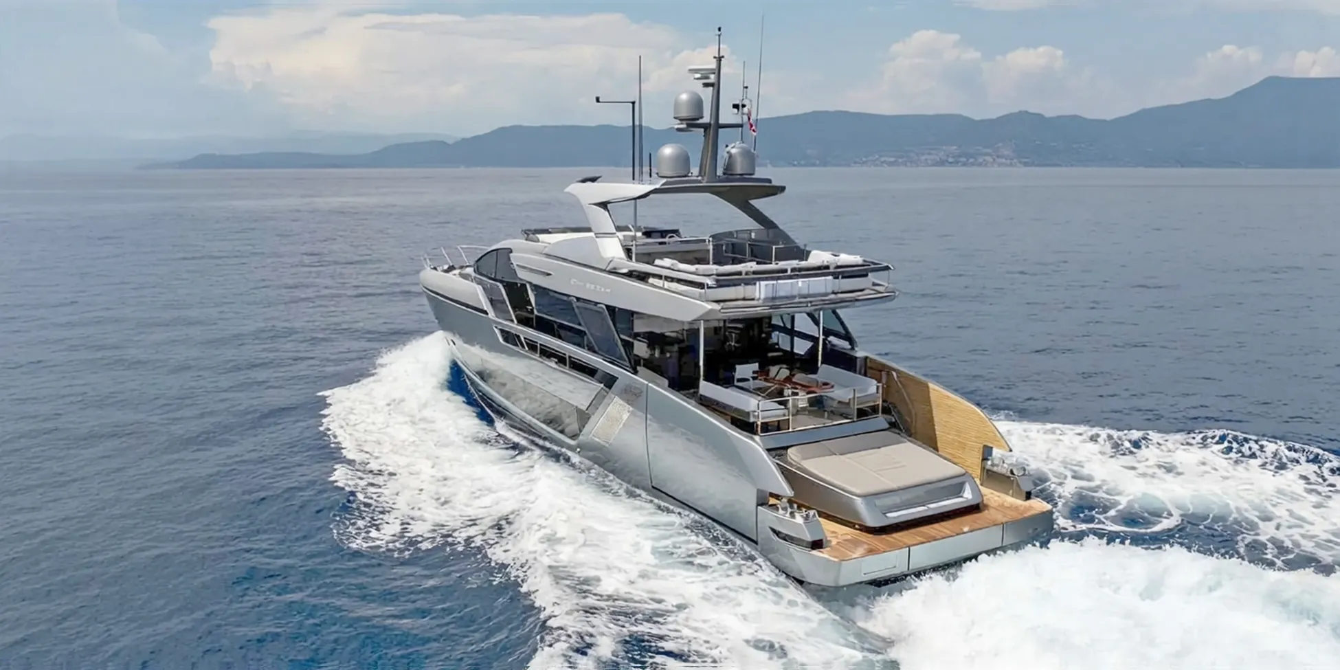 Large motor yacht at sea