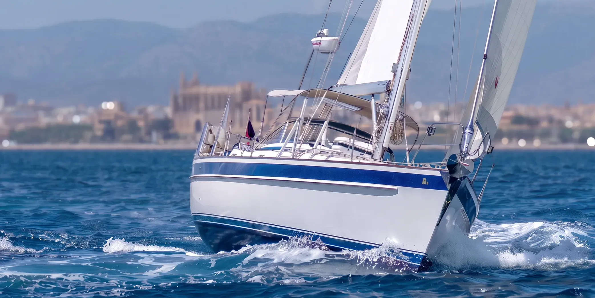 Sailing yacht on a private voyage