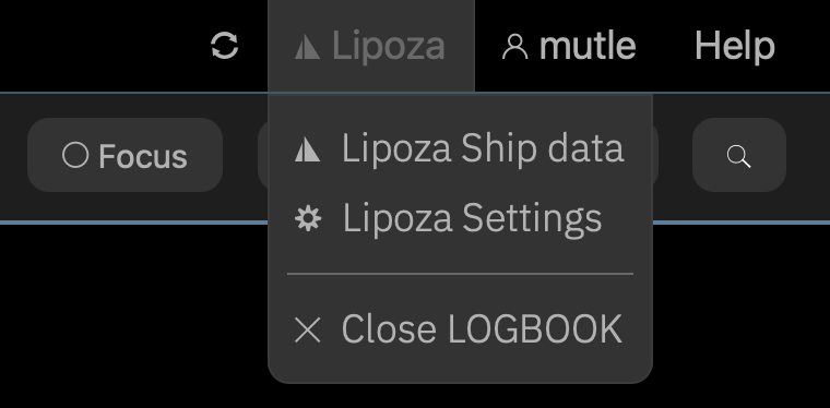 Menübefehl zum Schließen des Logbuch des aktiven Schiffs