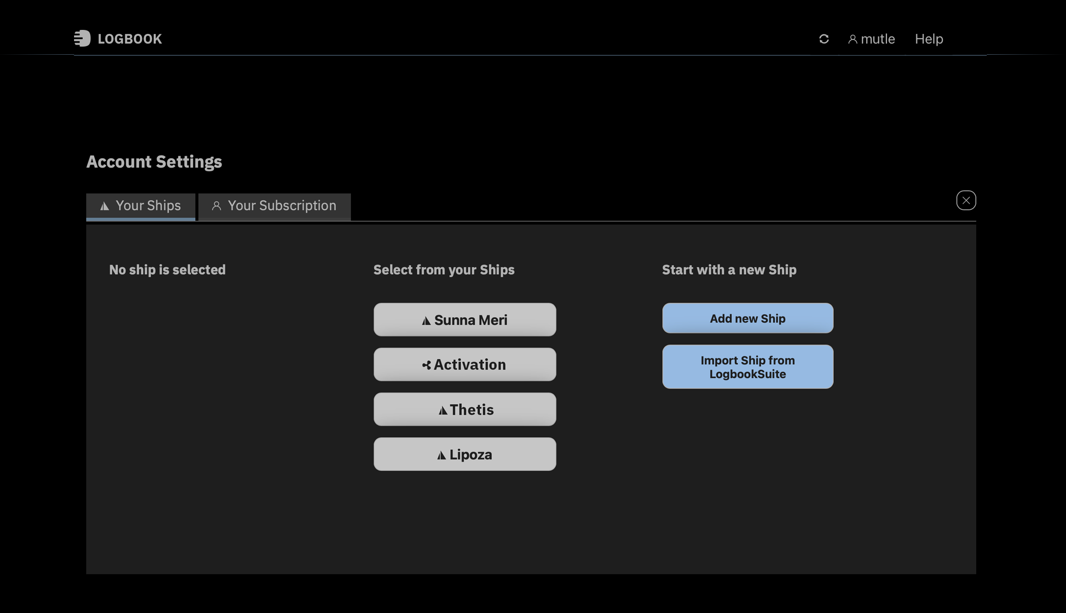 Auswahl eines Schiffs
