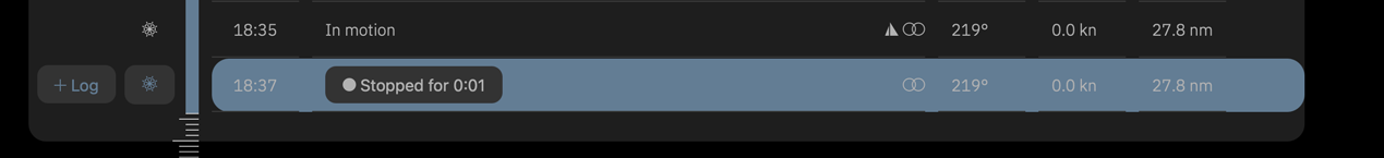 Log row with stop button