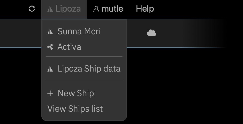 The <strong>Ship</strong> menu in the LOGBOOK cloud